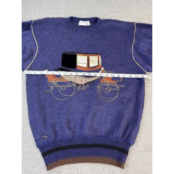 Vintage Dino Valiano Sweater Knit Mohair Embroidered Carriage Germany US Size 10 - Picture 7 of 11